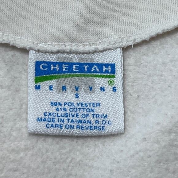 Vintage Sweatshirt Mervyn's Cheetah Small Long Sleeved White Pink Pockets - Picture 8 of 8